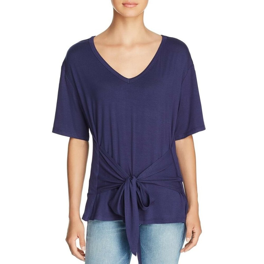 K & C Womens M Navy Blue Tie Front Top NWT CL14